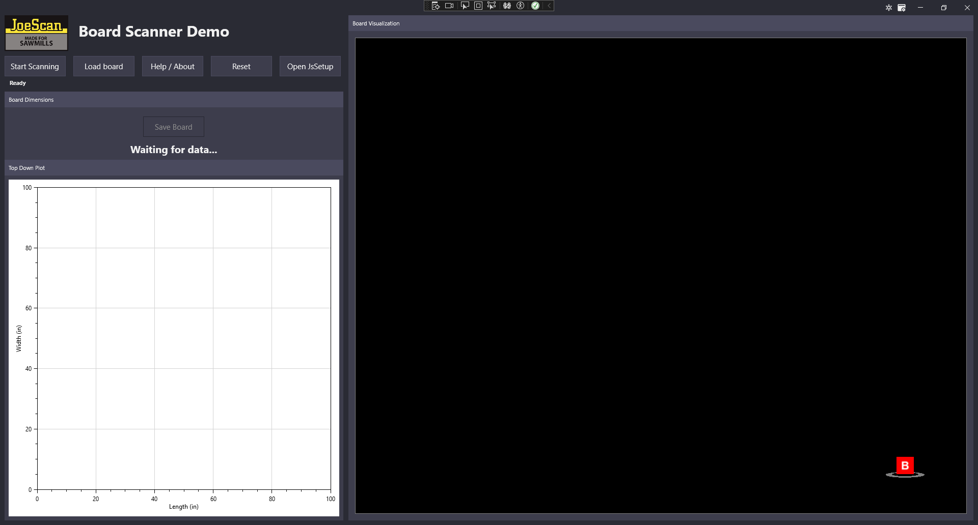 Screenshot of initial application execution